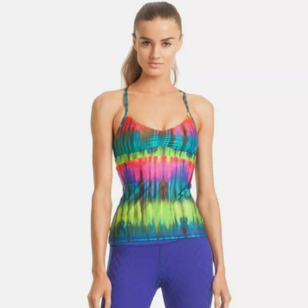 TRINA TURK WOMEN'S ACTIVE TIE DYE SWEETHEART NECK TANK MULTICOLOR SMALL MSRP76